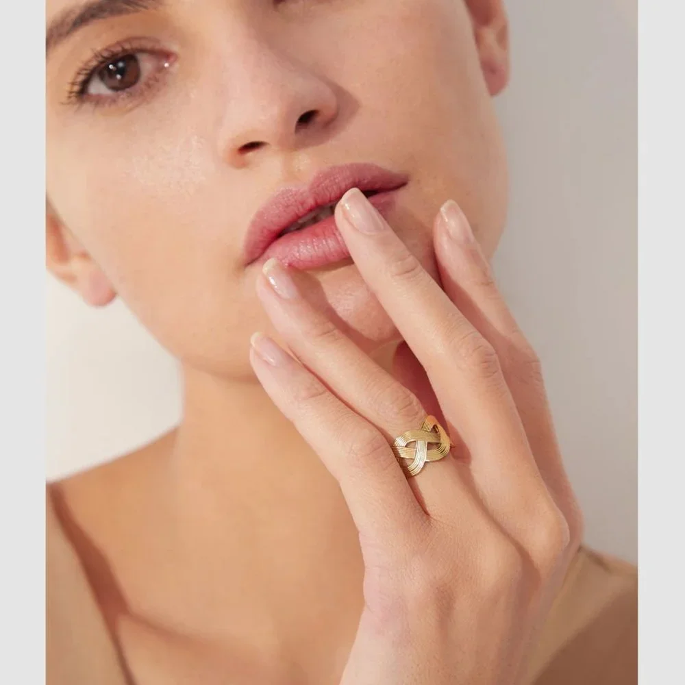 New 18K Gold Plated Braided Resizable Ring